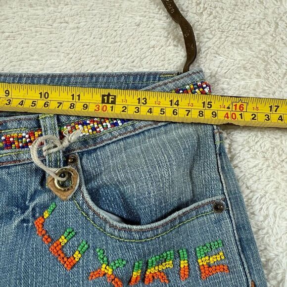 Vintage Y2K Luxurie Beaded Women’s Cropped Capri Denim Jeans - Picture 5 of 8